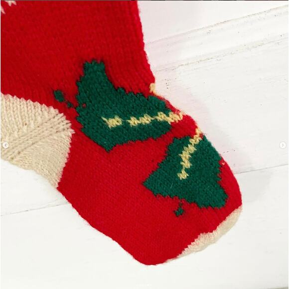 VINTAGE Handmade Stocking LINDA Santa Merry Christmas Angora IMPERFECT Holes - Picture 5 of 6